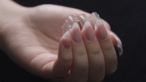 Making French Manicure Stock Footage 81130635