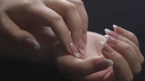 Making French Manicure Stock Footage 81131133
