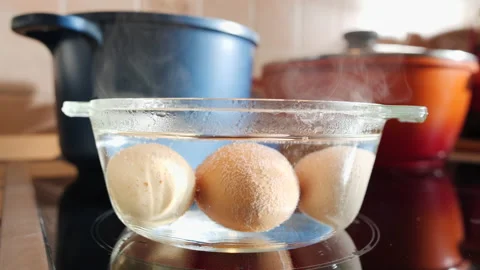 Making fresh boiled chicken eggs - close up Video stock 173413935