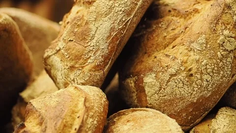 Making fresh bread at a bakery during the morning hours Stock Footage 347111431