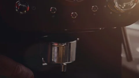 Making Fresh Coffee from a Coffee Espresso Machine Stock Footage 111470481