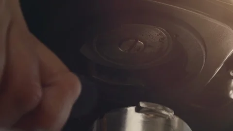 Making Fresh Coffee from a Coffee Espresso Machine Stock Footage 111471796