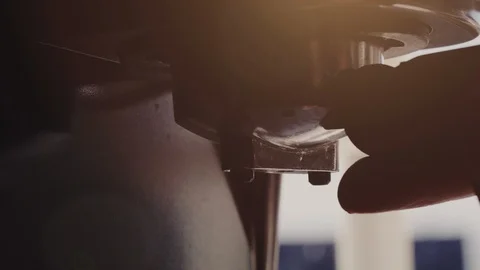 Making Fresh Coffee from a Coffee Espresso Machine Stock Footage 111472098