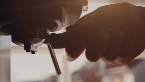 Making Fresh Coffee from a Coffee Espresso Machine Stock Footage 111472530