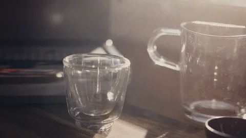 Making Fresh Coffee from a Coffee Espresso Machine Stock Footage 111473483