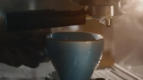Making Fresh Coffee from a Coffee Espresso Machine 스톡 동영상 111484500