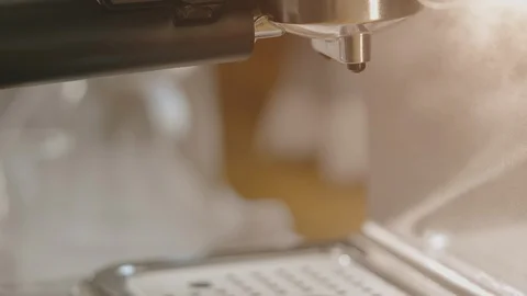 Making Fresh Coffee from a Coffee Espresso Machine Stock Footage 111487775