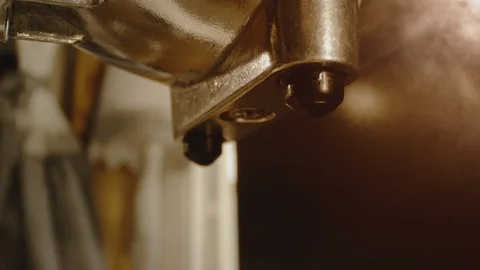Making Fresh Coffee from a Coffee Espresso Machine Stock Footage 111490133