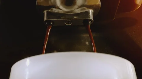 Making Fresh Coffee from a Coffee Espresso Machine Stock Footage 111490702