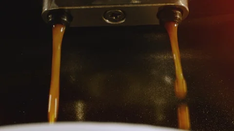 Making Fresh Coffee from a Coffee Espresso Machine Stock Footage 111491227