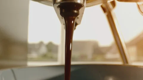 Making Fresh Coffee from a Coffee Espresso Machine Stock Footage 111491870