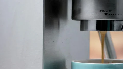 Making Fresh Coffee from a Coffee Espresso Machine Stock Footage 251850982