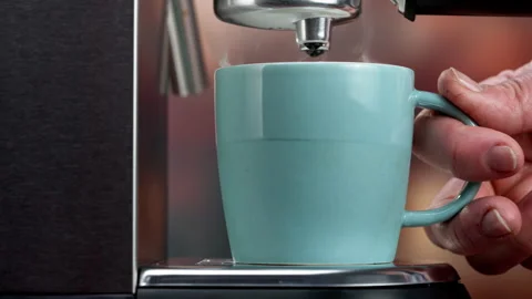 Making Fresh Coffee from a Coffee Espresso Machine Stock Footage 251862849