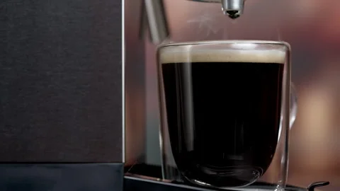 Making Fresh Coffee from a Coffee Espresso Machine Stock Footage 251864703