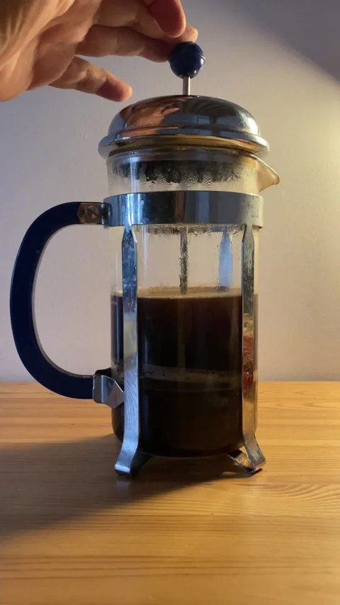 Making Fresh Coffee in a French Press vertical view Stock Footage 340885209
