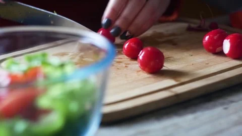 Making fresh salad Stock Footage 81176680