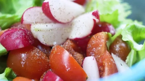 Making fresh salad Stock Footage 81176691