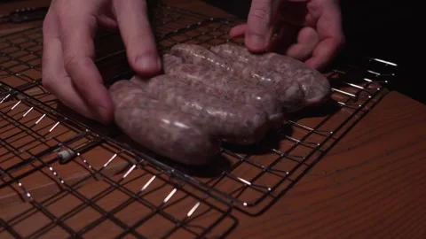 Making fresh sausages in a home kitchen step by step process Stock Footage 329965959