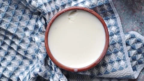 Making fresh yogurt in a simple way at home Stock Footage 337877976