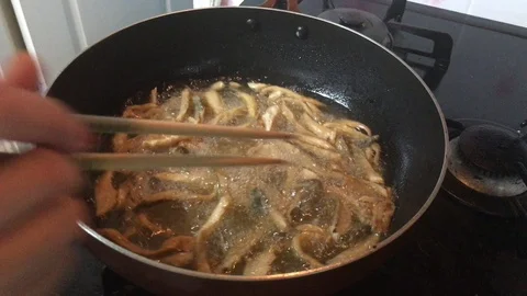 Making fried food. Stock Footage 95792363