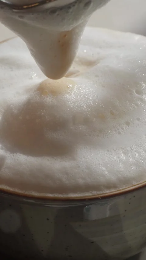 Making frothy milk at home Stock Footage 337916805