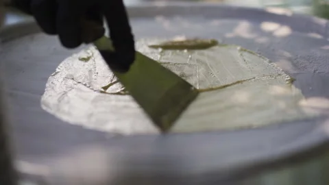 Making fruit ice-cream with liquid nitrogen.  Stock Footage 136810074