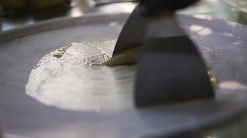 Making fruit ice-cream with liquid nitrogen.  Stock Footage 136810125