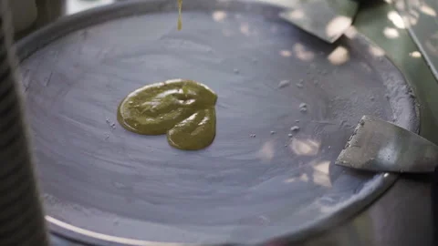 Making fruit ice-cream with liquid nitrogen.  Stock Footage 136810176