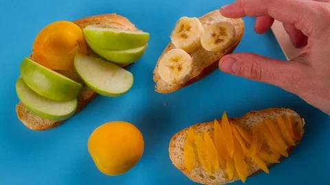 Making fruit sandwiches process. Stock Footage 116772488