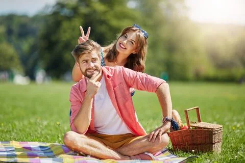 Making fun of her boyfriend Stock Photos