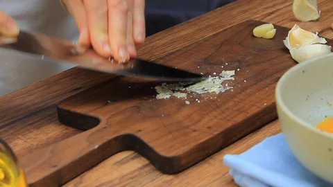 Making Garlic Puree Stock Footage 122744379