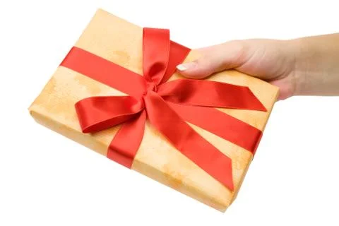 Making a Gift Isolated on a White Background Foto stock