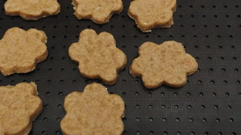 Making ginger cookies for Holidays, form for cutting gingerbread, Merry Stock Footage 233815725