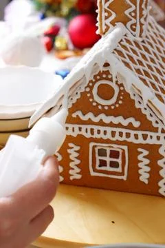 Making of gingerbread house Stock Photos