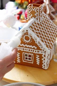 Making of gingerbread house Stock Photos