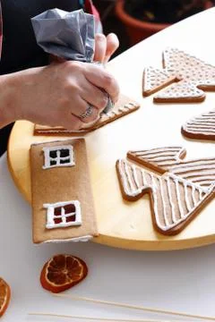 Making of gingerbread house Stock Photos