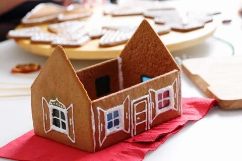 Making of gingerbread house Stock Photos