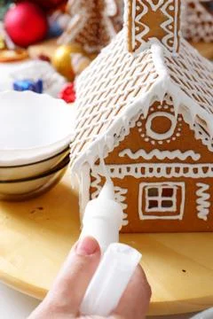 Making of gingerbread house Stock Photos