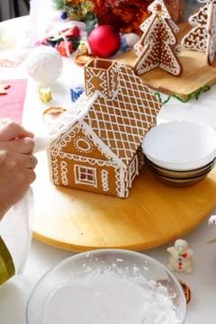 Making of gingerbread house Stock Photos