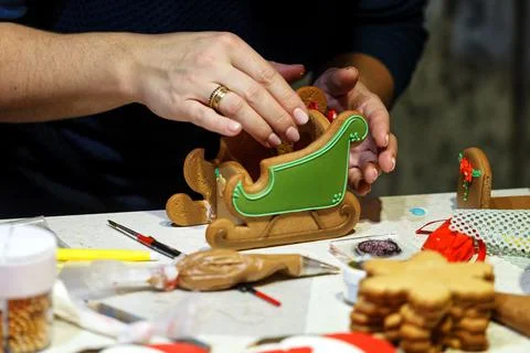 Making gingerbread in the kitchen for Christmas 스톡 사진