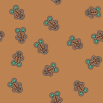 Making gingerbread winter vector seamless pattern Stock Illustration