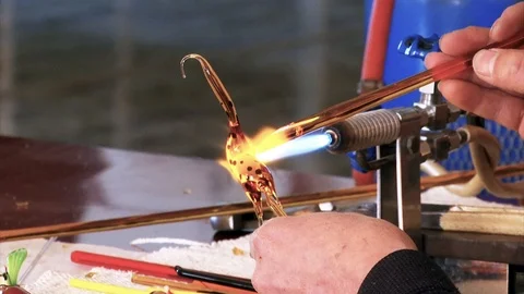 Making glass figurines Stock Footage 100683408