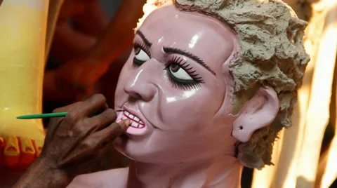 Making Goddess Dugra Stock Footage 31954590