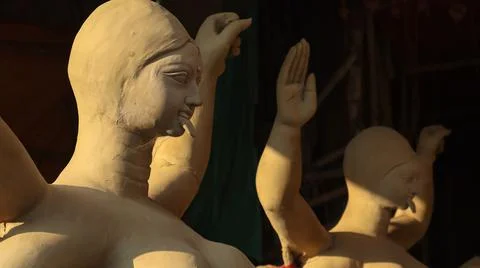 The Making of Goddess Statue For Durga Pooja. Stock Photos