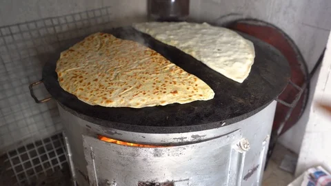 Making gozleme, organic spinach bread. Stock Footage 122438715