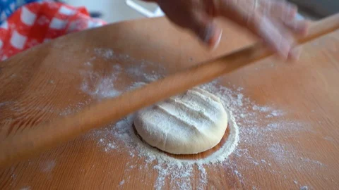 Making gozleme, organic spinach bread with a mother in kitchen. Stock Footage 122440464