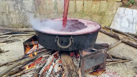 Making Grape Molasses Using Traditional Methods Stock Footage 332485019