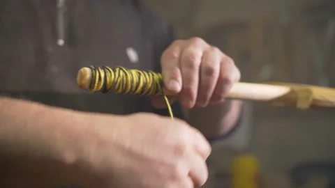 Making the Grip on a Wodden Sword Video stock 142729715