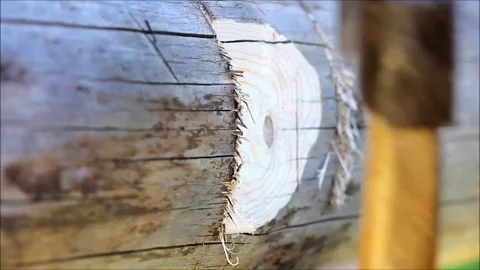 Making a groove in the beam for fixing the lag, to which the floor is planned Stock Footage 77364430