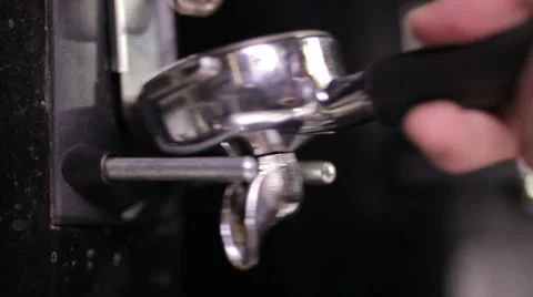 Making Ground Coffee with Coffee Grinder. Close-Up, Fresh Ground Coffee. Stock Footage 46019684